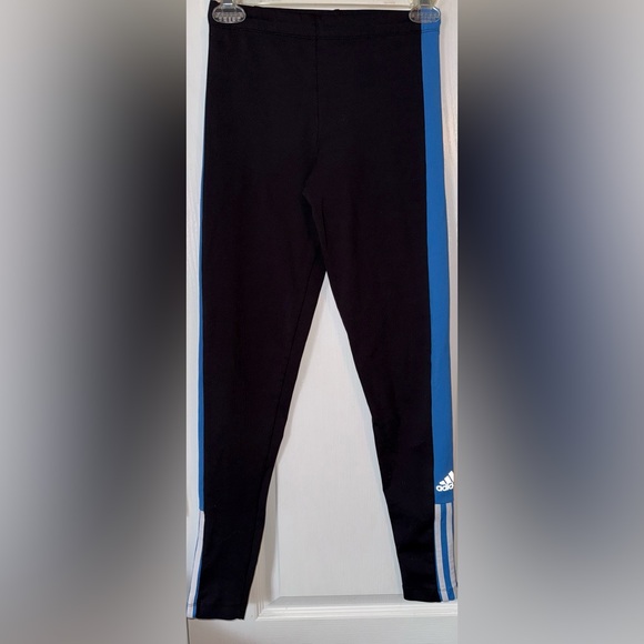 adidas Pants - VTG Adidas EUC black/ blue & white leggings
